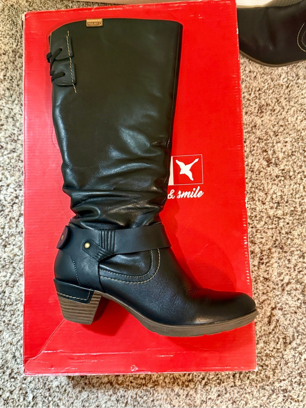 PIKOLINOS Black Mid-Calf Heeled Riding Boots - Picture 4 of 11